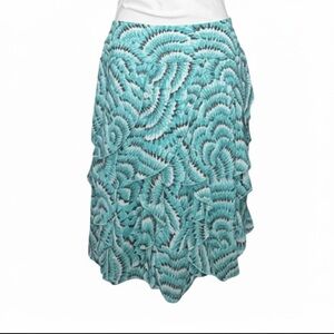 Sunny Leigh Teal Patterned High-Low Layered Skirt